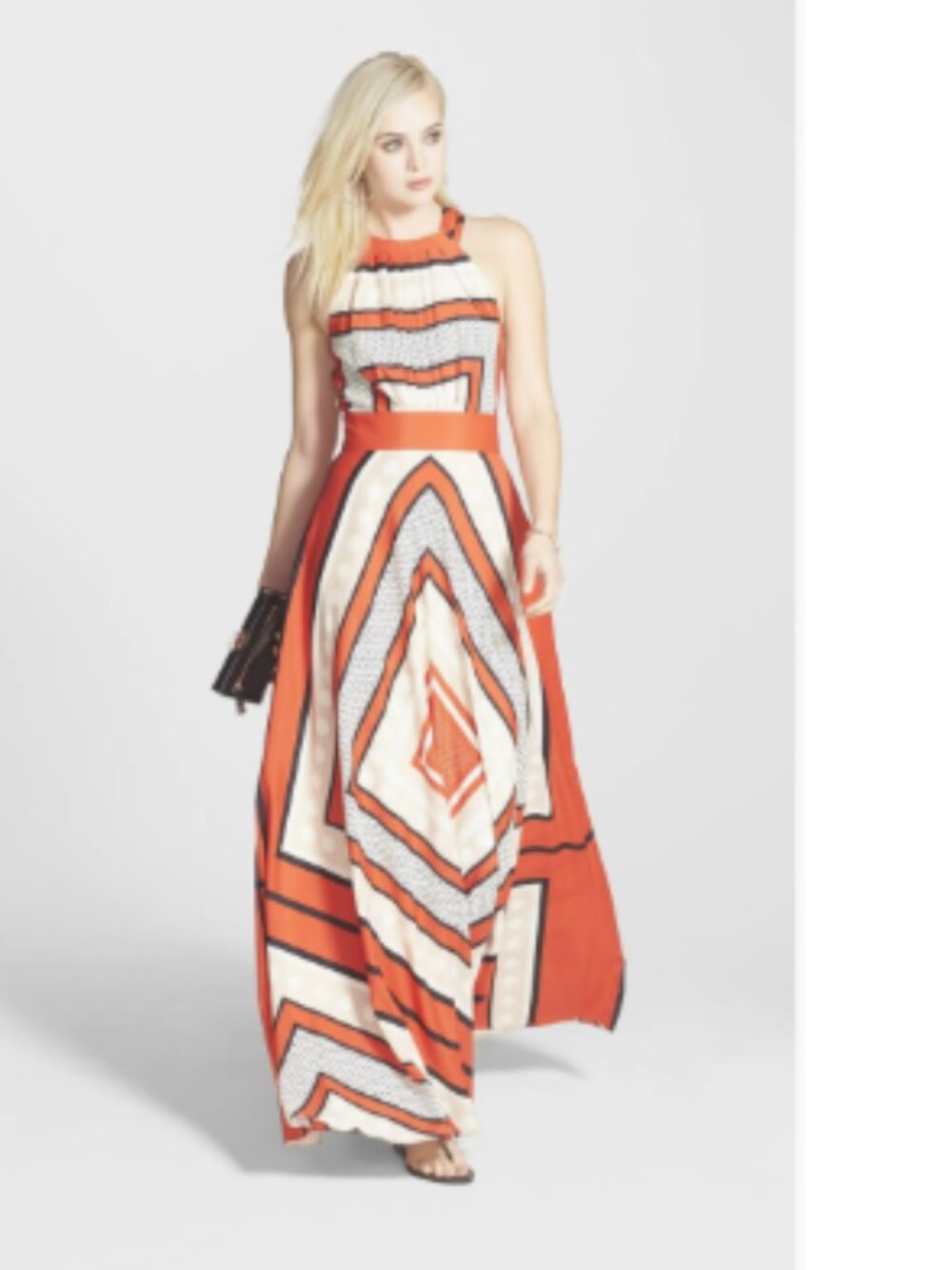 Eliza J Scarf Print Crêpe de Chine Fit & Flare Maxi Dress size 10 - Picture 1 of 15